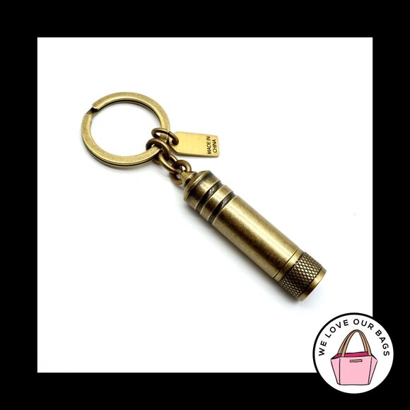 New Rare VINTAGE COACH Mini FLASHLIGHT Brass Key Fob Bag Charm Keychain 92149 - Picture 2 of 4